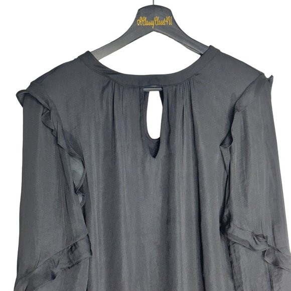 Dolan Black Ruffled Trim Keyhole Blouse S - Picture 7 of 13